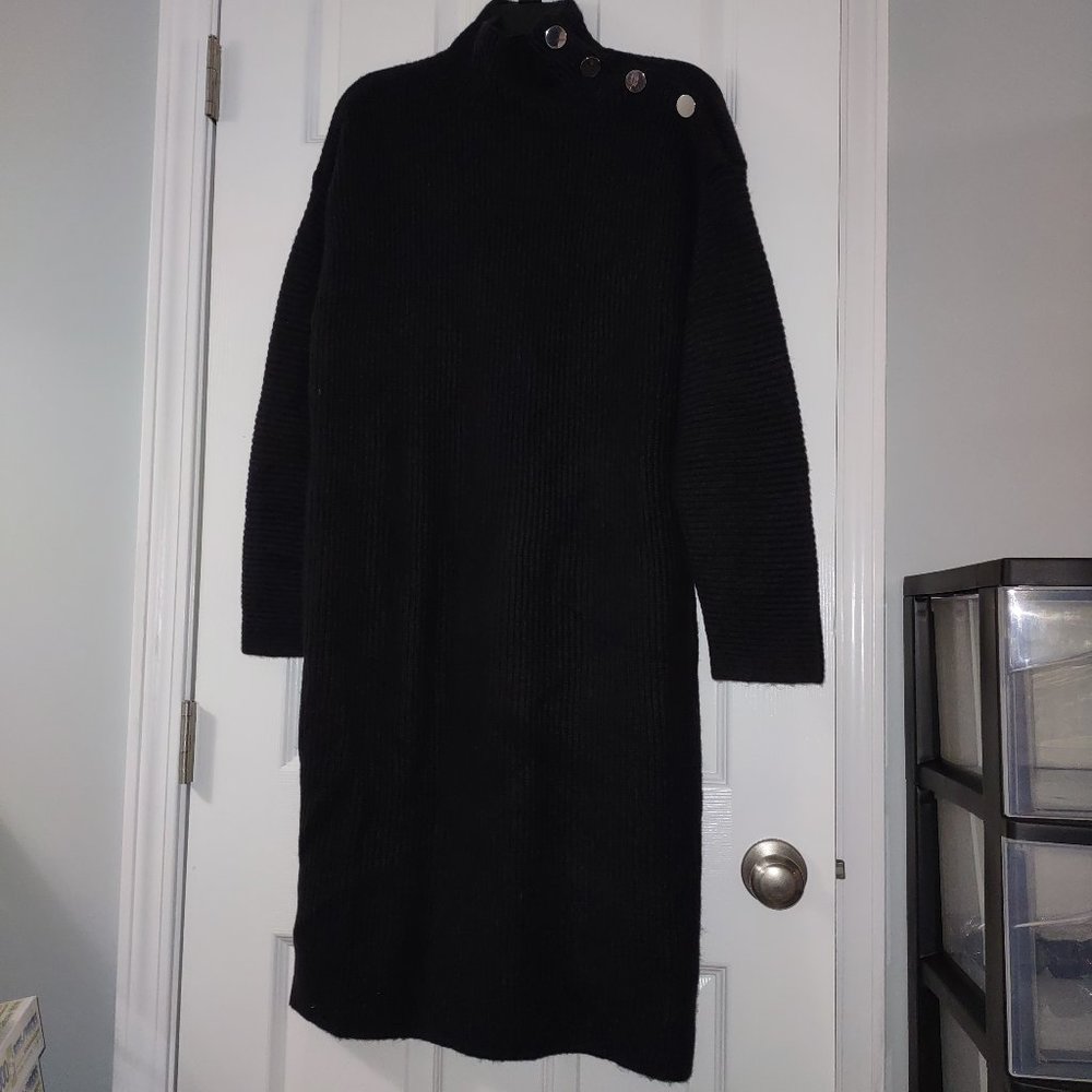 Ann Taylor black sweater dress sz L nwt